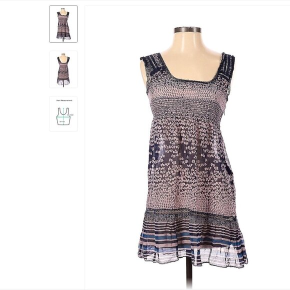 FREE People Sleeveless Part Silk Sheer Dress Size 2 - Picture 1 of 2